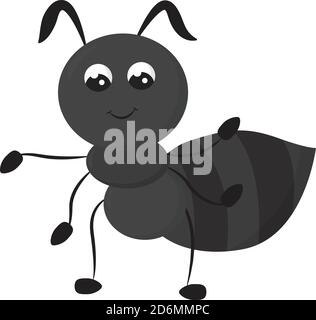 Little grey ant, illustration, vector on white background Stock Vector
