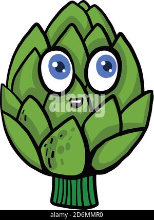 Amazed artichoke, illustration, vector on white background Stock Vector