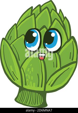 Happy artichoke, illustration, vector on white background Stock Vector