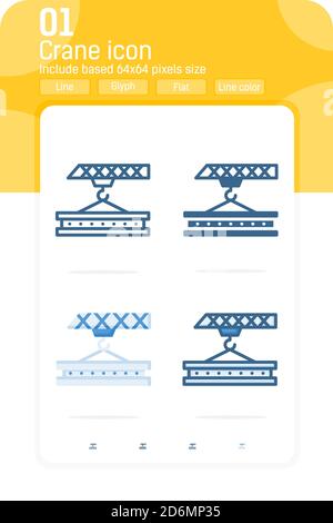 Construction pulley premium icon isolated on white background. Simple vector illustration crane symbol design template for construction and more Stock Vector