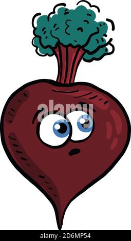 Worried beet, illustration, vector on white background Stock Vector