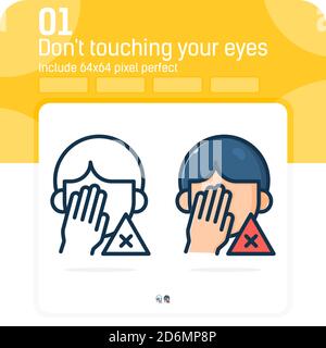 Avoid touching your eyes and nose icon isolated on white background. Vector design illustration don't touching mouth symbol design template for health Stock Vector