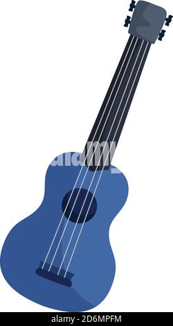 Blue guitar, illustration, vector on white background Stock Vector