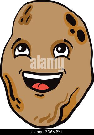 Excited potato, illustration, vector on white background Stock Vector
