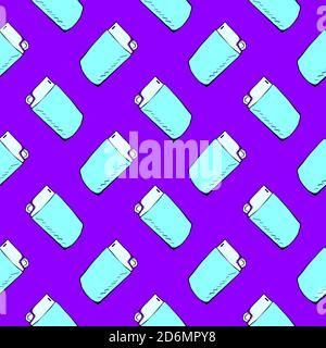 Blue lighter, seamless pattern on purple background. Stock Vector