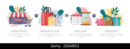 Cashback money, online service concept. Vector infographics template. Cash back rewards, gift and loyalty flat style illustration. Stock Vector
