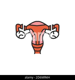 Female sterilization color line icon. Tubal ligation. Permanent contraception and birth control. Pictogram for web page, mobile app. Stock Vector