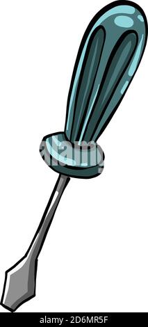 Blue screwdriver, illustration, vector on white background Stock Vector