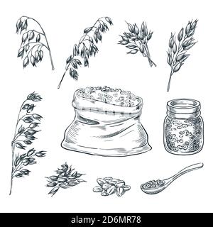 Bakery Sketch. Hand Drawn Illustration Of Sack, Grain, Meal Oats Royalty  Free SVG, Cliparts, Vectors, and Stock Illustration. Image 143586149.