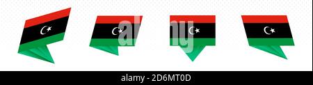 Flag of Libya in modern abstract design, vector flag set. Stock Vector