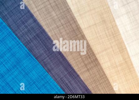 Various natural fabric samples background. Stock Photo