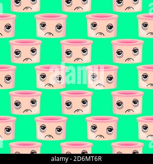 Meal bucket, seamless pattern on mint green background. Stock Vector