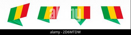 Flag of Mali in modern abstract design, vector flag set. Stock Vector