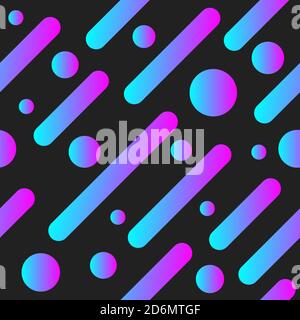 Dynamic diagonal gradient lines and circles. Color seamless abstract pattern Stock Vector