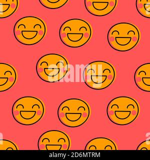 Funny faces with smiles seamless pattern for april fools day Stock Vector