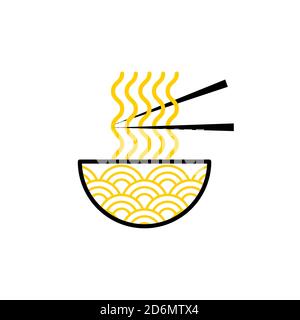 Asian cuisine logo with plate and noodles Stock Vector
