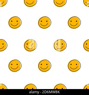 Funny faces with smiles seamless pattern for april fools day Stock Vector