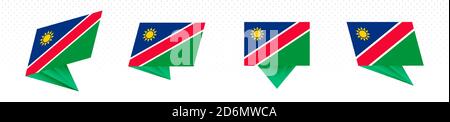 Flag of Namibia in modern abstract design, vector flag set. Stock Vector