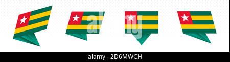 Flag of Togo in modern abstract design, vector flag set. Stock Vector