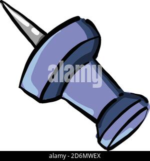 Purple pin, illustration, vector on white background Stock Vector