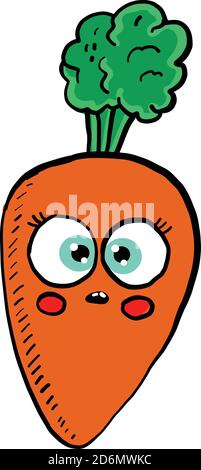 Scared carrot, illustration, vector on white background Stock Vector