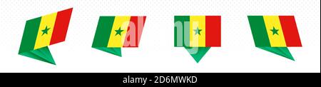 Flag of Senegal in modern abstract design, vector flag set. Stock Vector