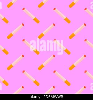 Small cigarette, seamless pattern on pink background. Stock Vector