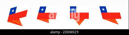 Flag of Chile in modern abstract design, vector flag set. Stock Vector