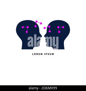 Two male profiles and interaction between them Stock Vector