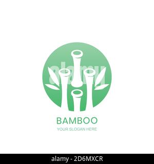 Bamboo logo concept. Vector circle icon design. Green plant symbol. Stock Vector