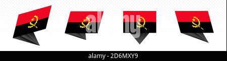 Flag of Angola in modern abstract design, vector flag set. Stock Vector