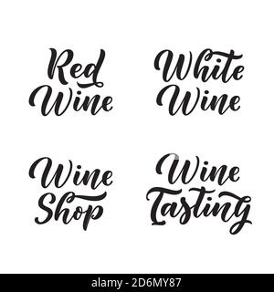 Wine hand drawn calligraphy lettering set. Vector typography label or package design elements. Stock Vector