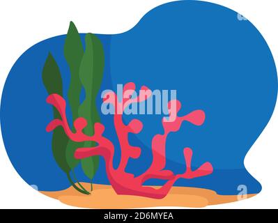 Sea corals, illustration, vector on white background Stock Vector