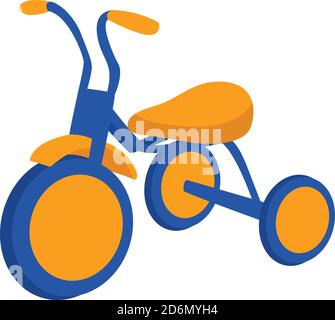 Childrens tricycle, illustration, vector on white background Stock Vector