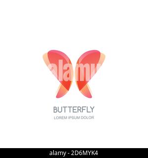 Butterfly logo emblem design template. Vector colorful gradient abstract beauty icon. Spa salon, cosmetics brand, jewelry or accessories concept. Stock Vector