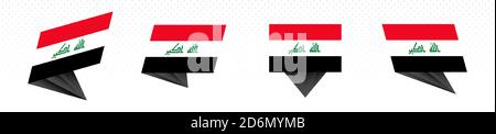 Flag of Iraq in modern abstract design, vector flag set. Stock Vector