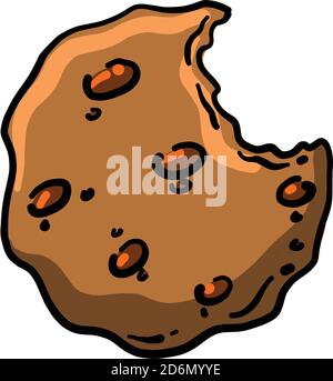 Bitten cookie, illustration, vector on white background Stock Vector