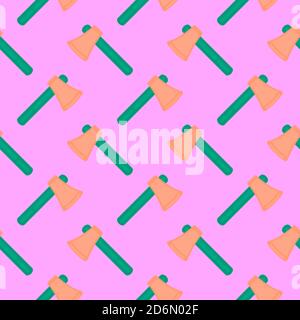 Little ax, seamless pattern on pink background. Stock Vector