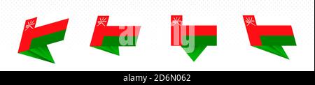 Flag of Oman in modern abstract design, vector flag set. Stock Vector
