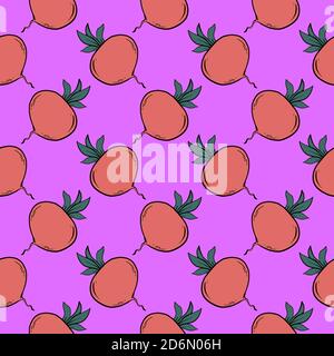 Red small beet, seamless pattern on pink background. Stock Vector