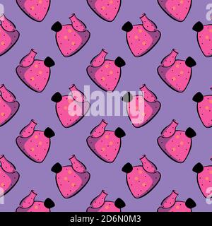 Dotted teapot, seamless pattern on purple background. Stock Vector