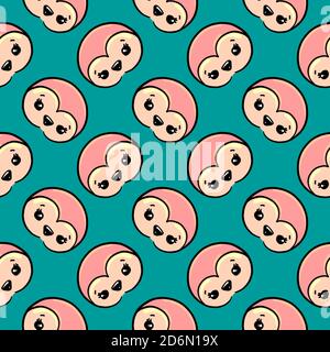 Penguin head, seamless pattern on blue background. Stock Vector