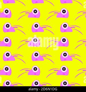 Shrimp head, seamless pattern on yellow background. Stock Vector
