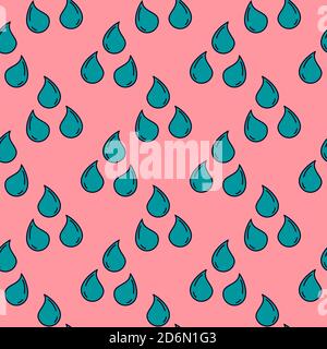 Small drops, seamless pattern on pink background. Stock Vector