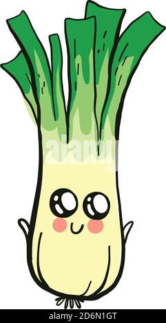 Fat cute leek, illustration, vector on white background Stock Vector