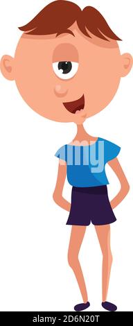 Boy cyclope, illustration, vector on white background Stock Vector