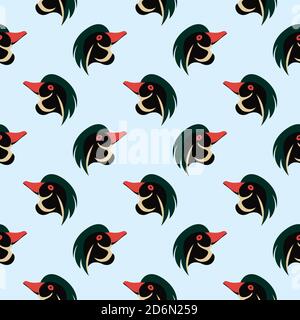 Duck face, seamless pattern on blue background. Stock Vector