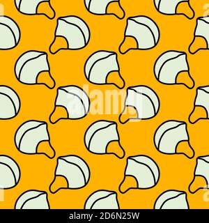 White mask, seamless pattern on yellow background. Stock Vector