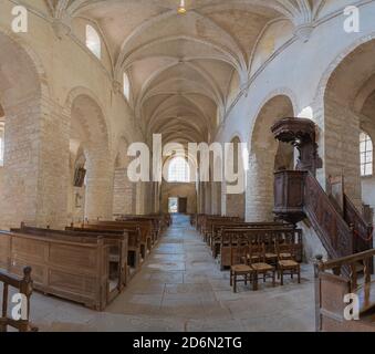 Baume-Les-Messieurs, France - 09 01 2020: View inside the monastery of Baume Stock Photo