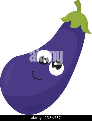 Crazy eggplant, illustration, vector on white background Stock Vector